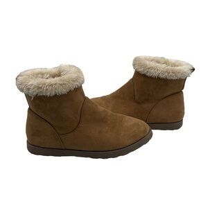 cat & jack Brown Suede Faux Sherpa Lined Ankle Boots Size 5 Girl's
